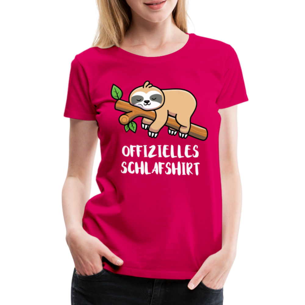 Faultier Müde Offizielles Schlafshirt Lustiges Premium T-Shirt - dunkles Pink