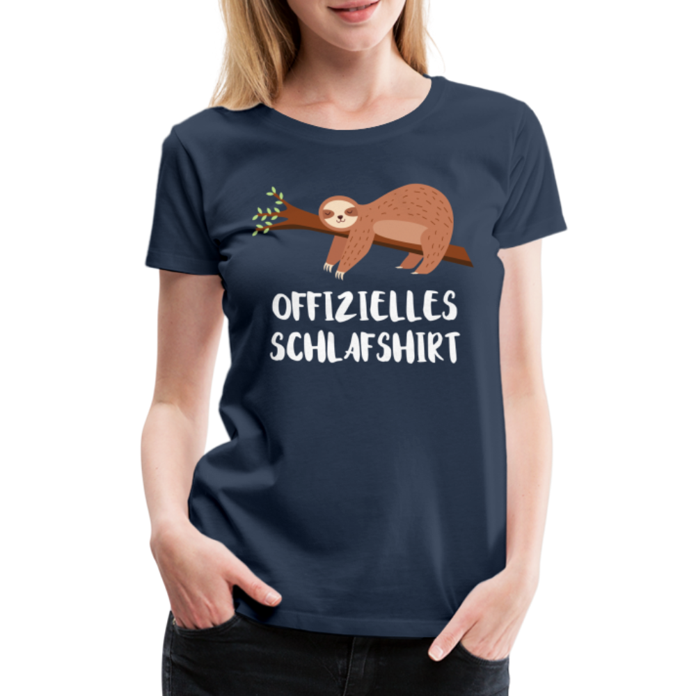 Faultier Müde Offizielles Schlafshirt Lustiges Premium T-Shirt - Navy