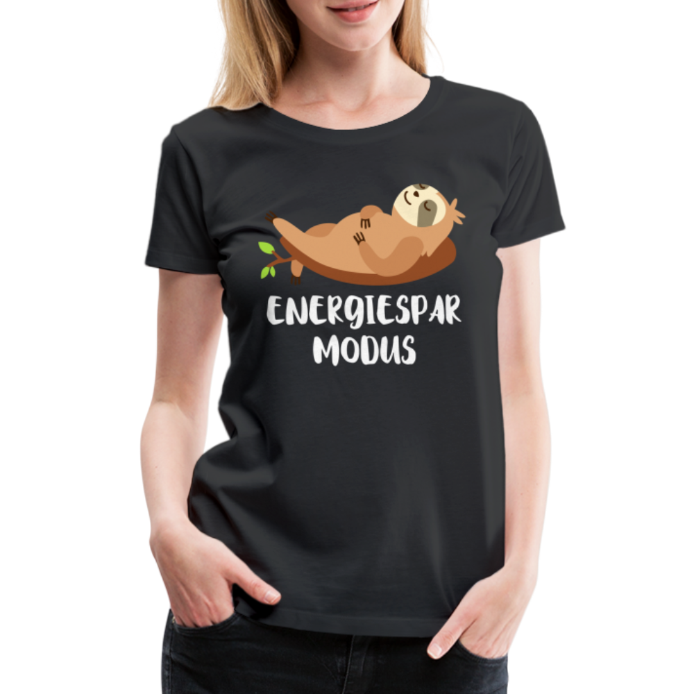 Faultier Müde Energiesparmodus Lustiges Premium T-Shirt - Schwarz