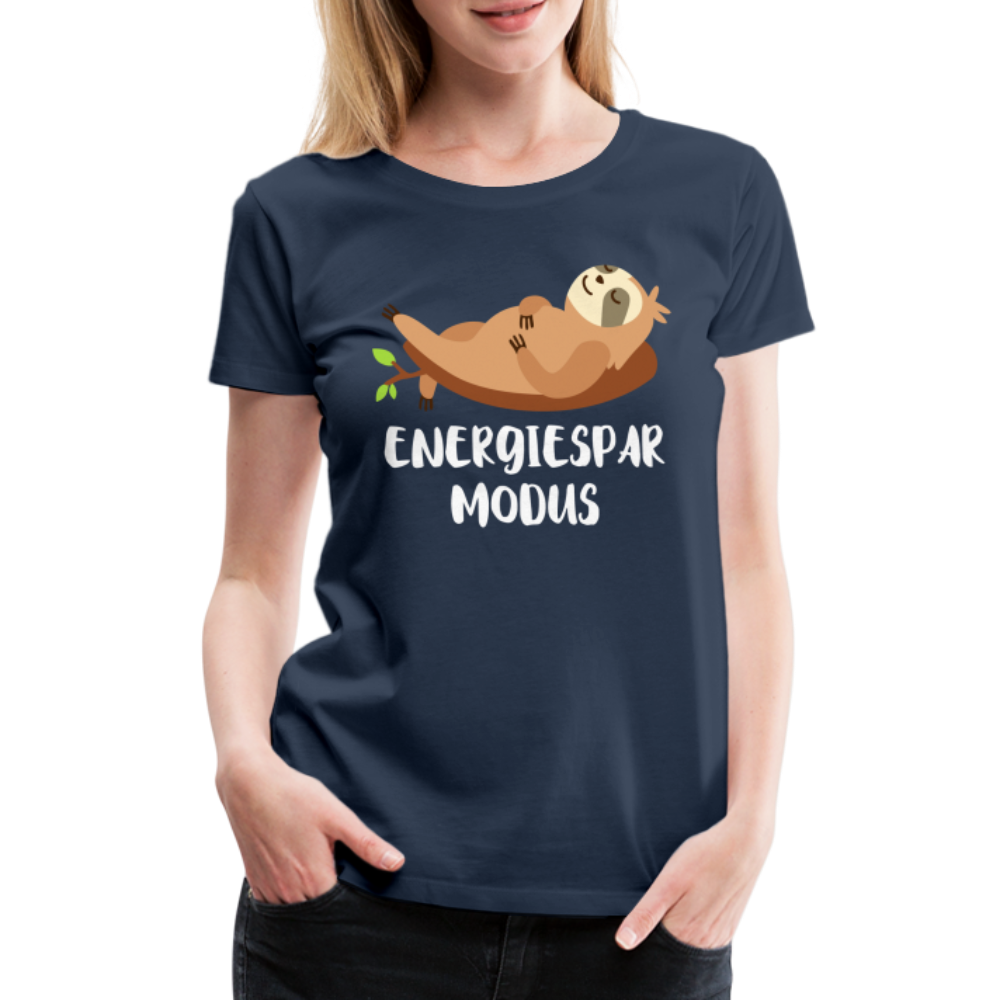Faultier Müde Energiesparmodus Lustiges Premium T-Shirt - Navy