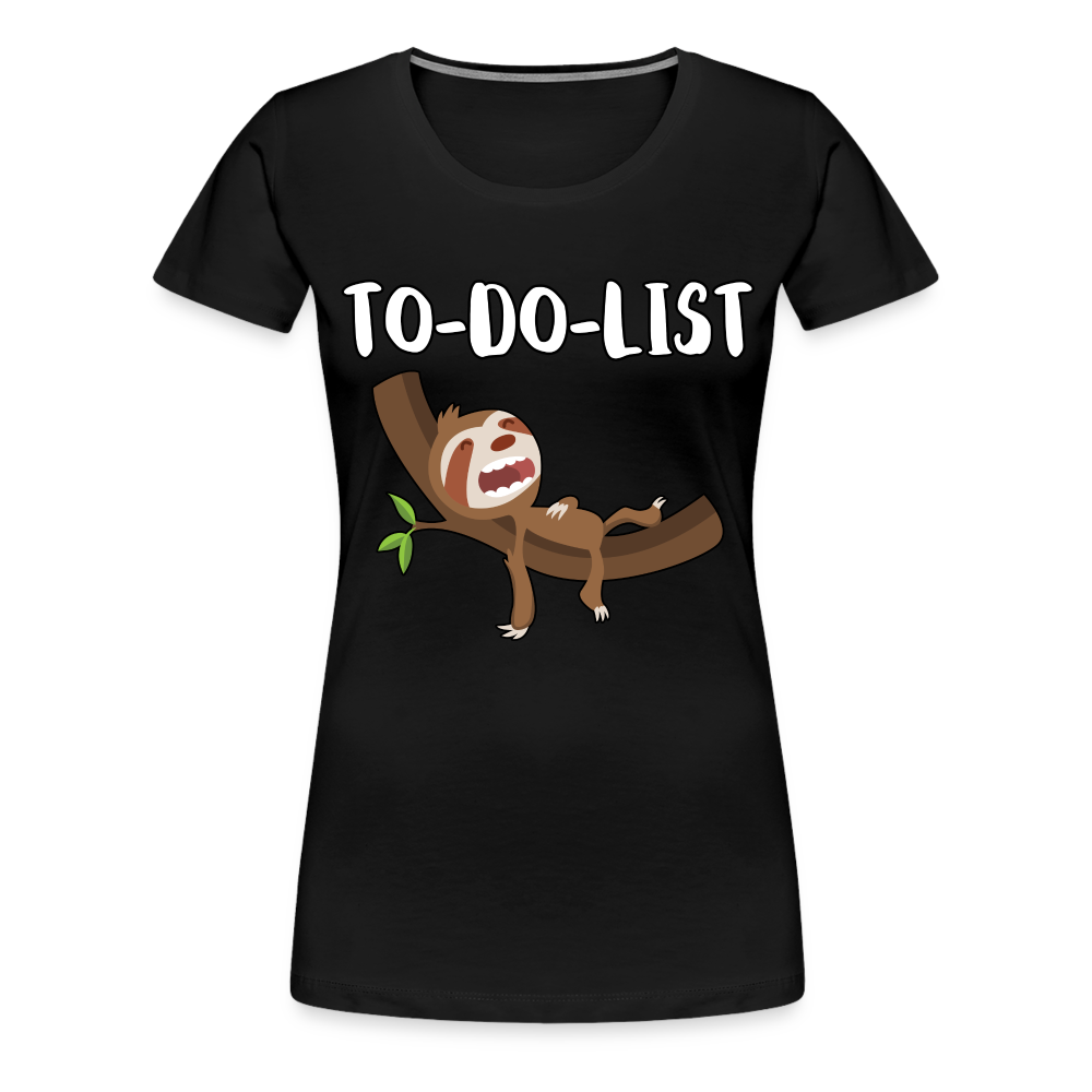 Faultier Müde Do Do List Schlafen Lustiges Premium T-Shirt - Schwarz