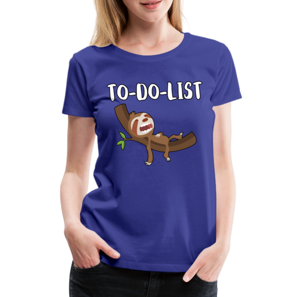 Faultier Müde Do Do List Schlafen Lustiges Premium T-Shirt - Königsblau