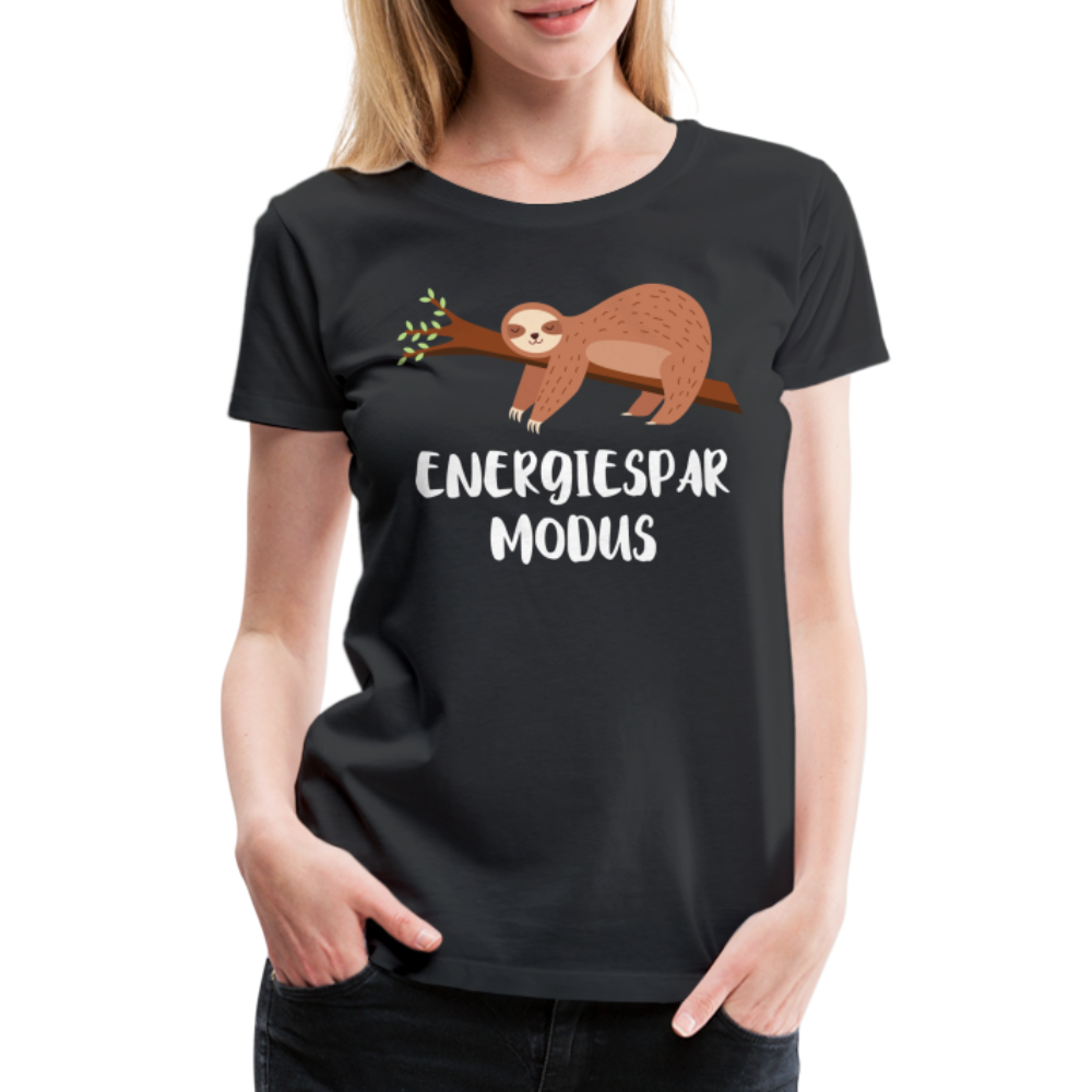 Faultier Müde Energiesparmodus Lustiges Premium T-Shirt - Schwarz