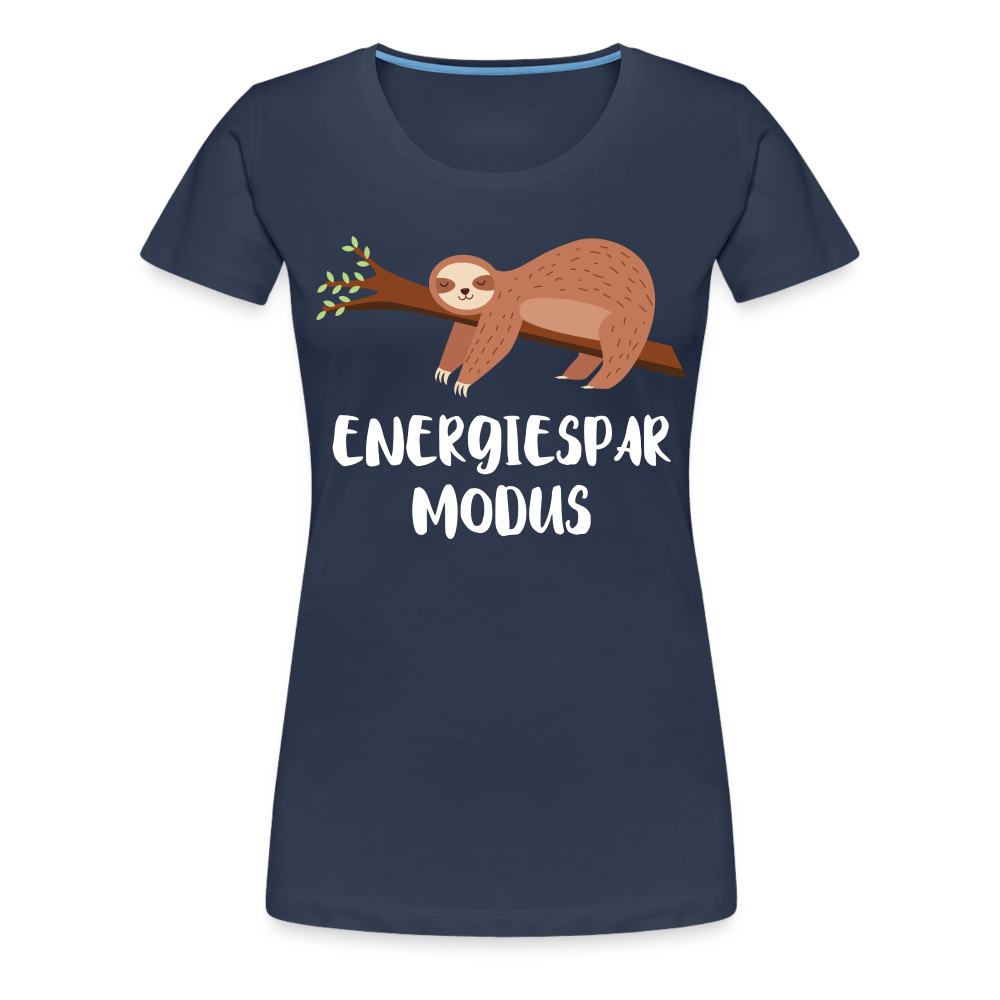 Faultier Müde Energiesparmodus Lustiges Premium T-Shirt - Navy