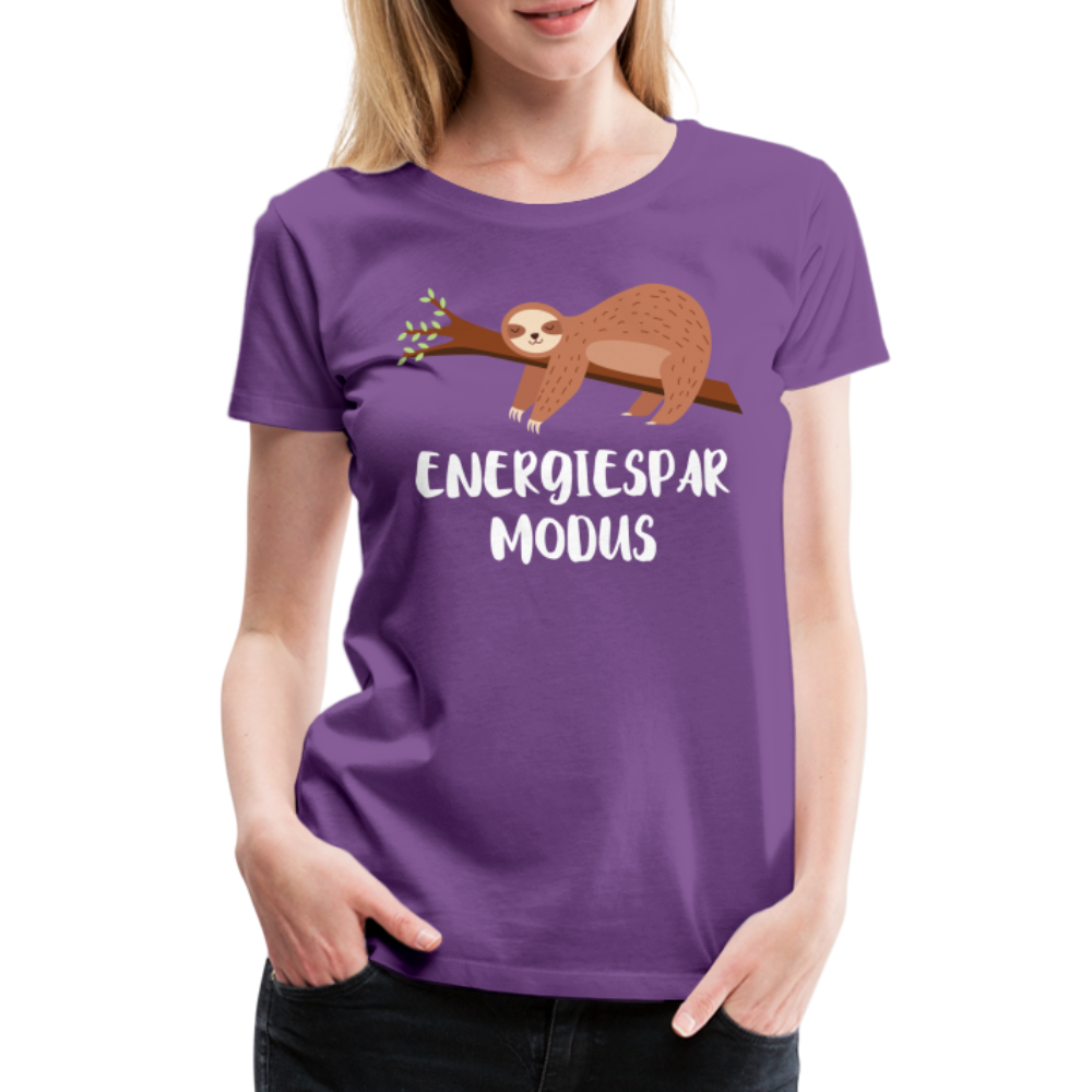 Faultier Müde Energiesparmodus Lustiges Premium T-Shirt - Lila