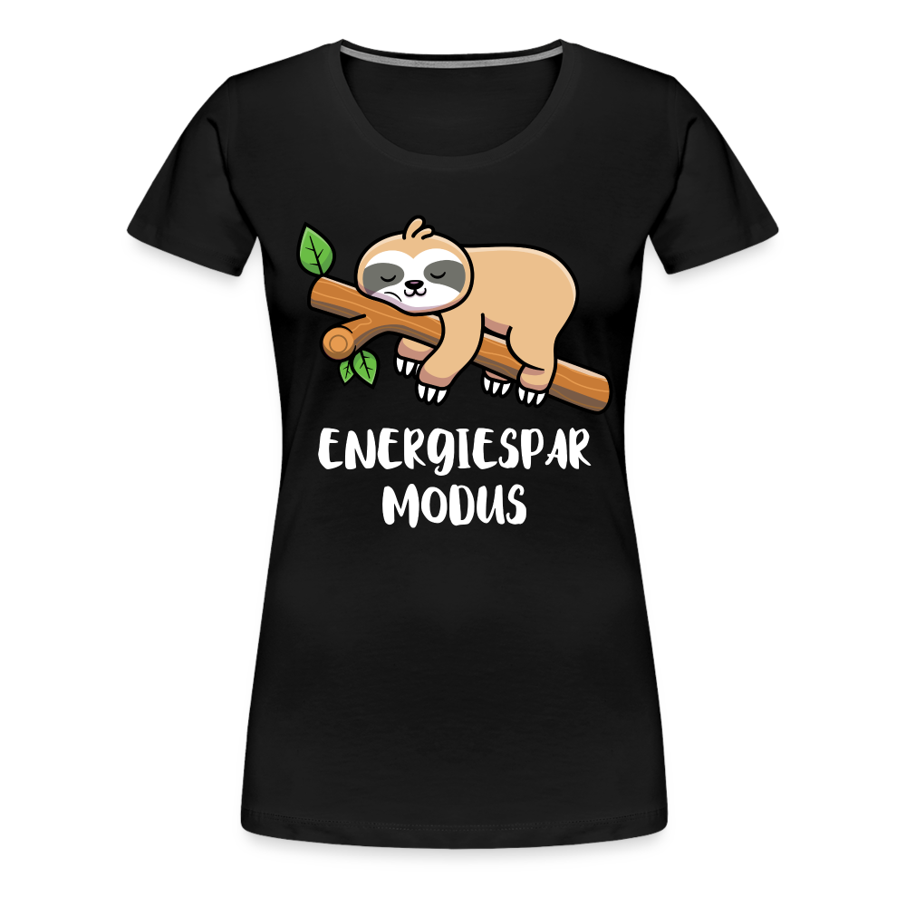 Faultier Müde Energiesparmodus Lustiges Premium T-Shirt - Schwarz