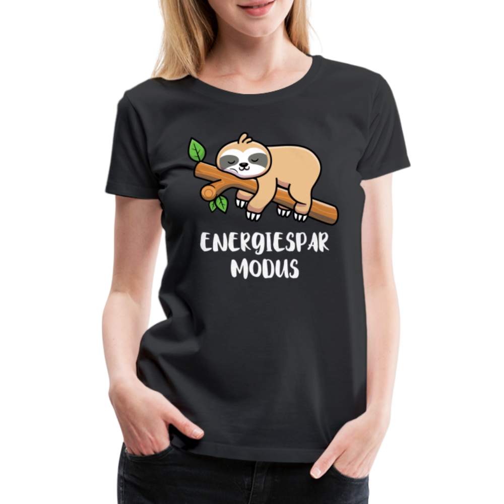 Faultier Müde Energiesparmodus Lustiges Premium T-Shirt - Schwarz