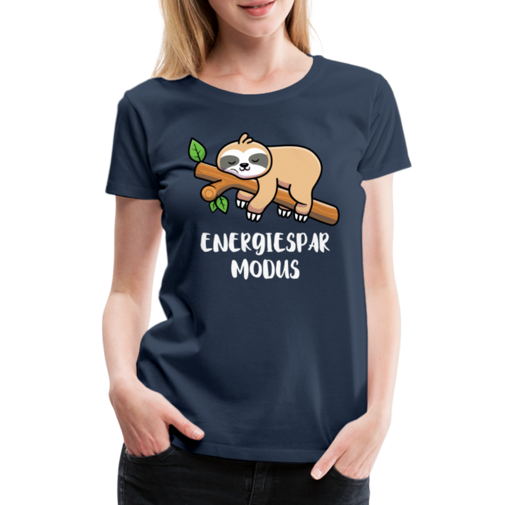 Faultier Müde Energiesparmodus Lustiges Premium T-Shirt - Navy