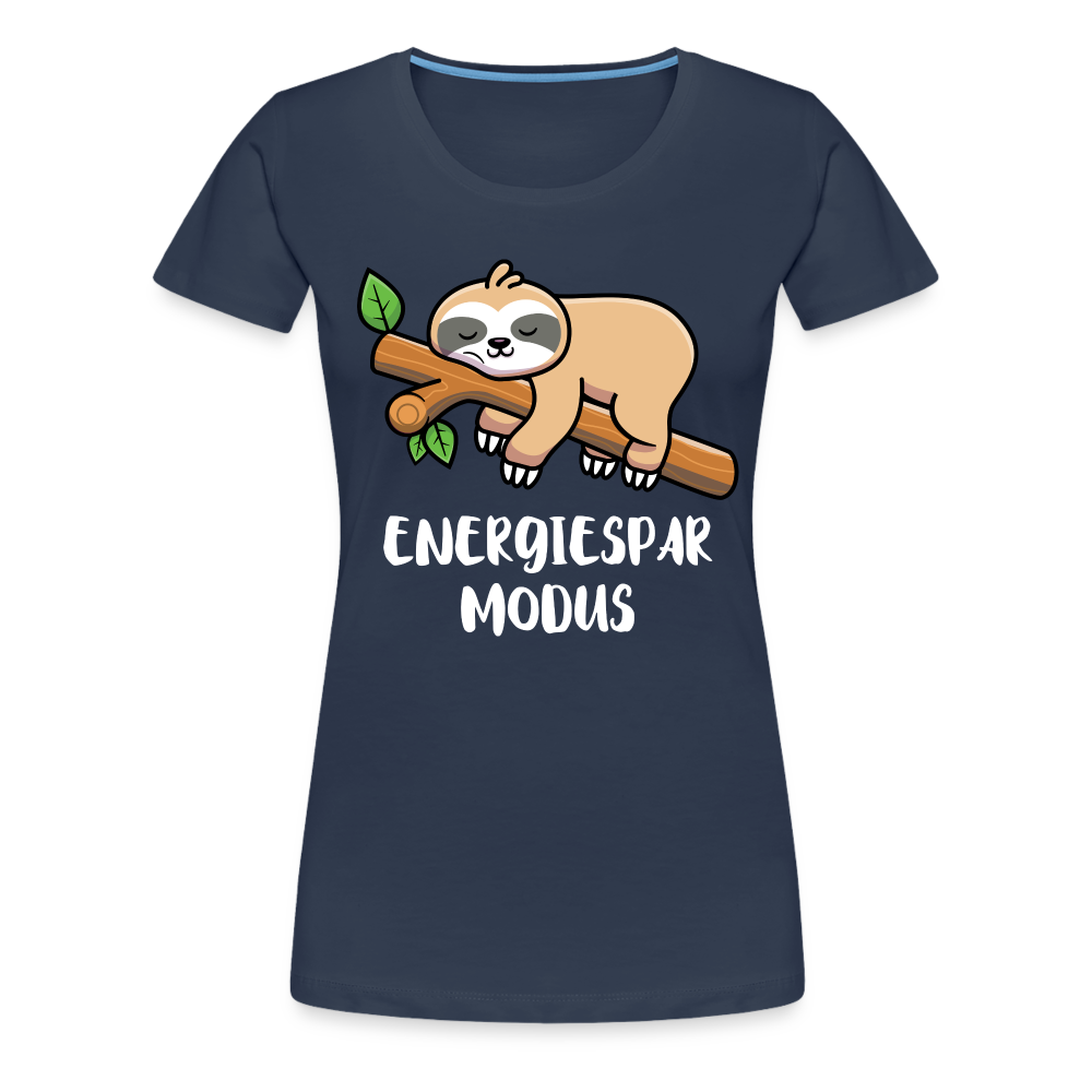 Faultier Müde Energiesparmodus Lustiges Premium T-Shirt - Navy