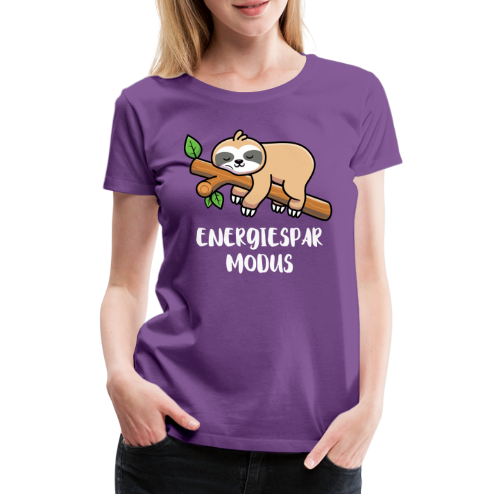 Faultier Müde Energiesparmodus Lustiges Premium T-Shirt - Lila