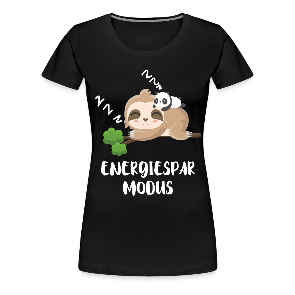 Faultier Müde Energiesparmodus Lustiges Premium T-Shirt - Schwarz