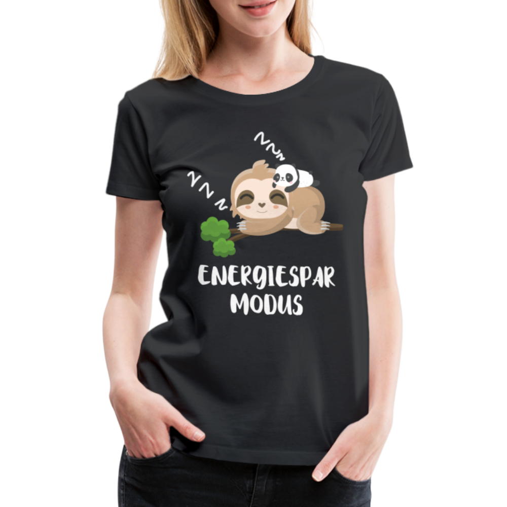 Faultier Müde Energiesparmodus Lustiges Premium T-Shirt - Schwarz