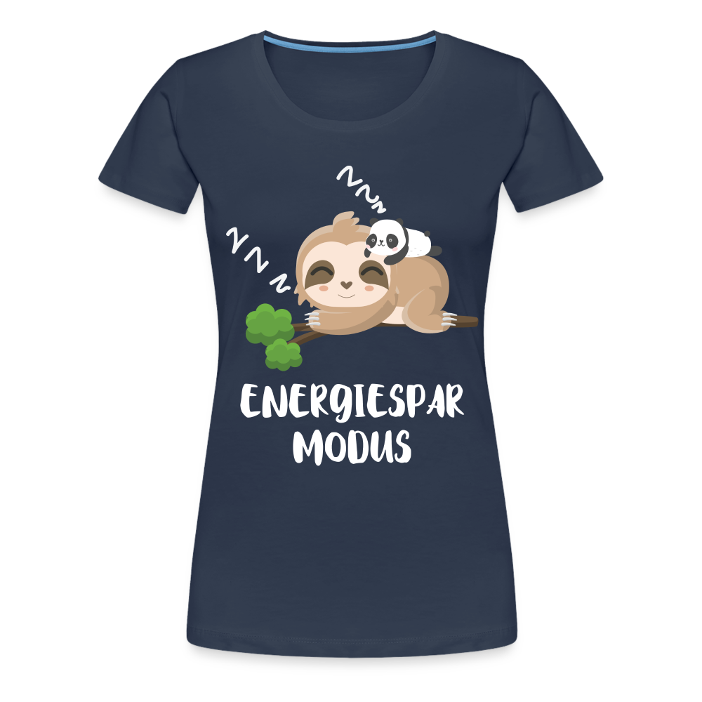 Faultier Müde Energiesparmodus Lustiges Premium T-Shirt - Navy