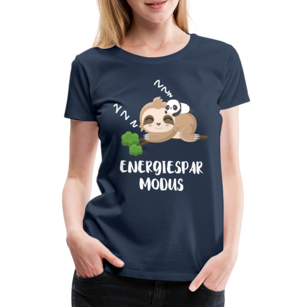 Faultier Müde Energiesparmodus Lustiges Premium T-Shirt - Navy