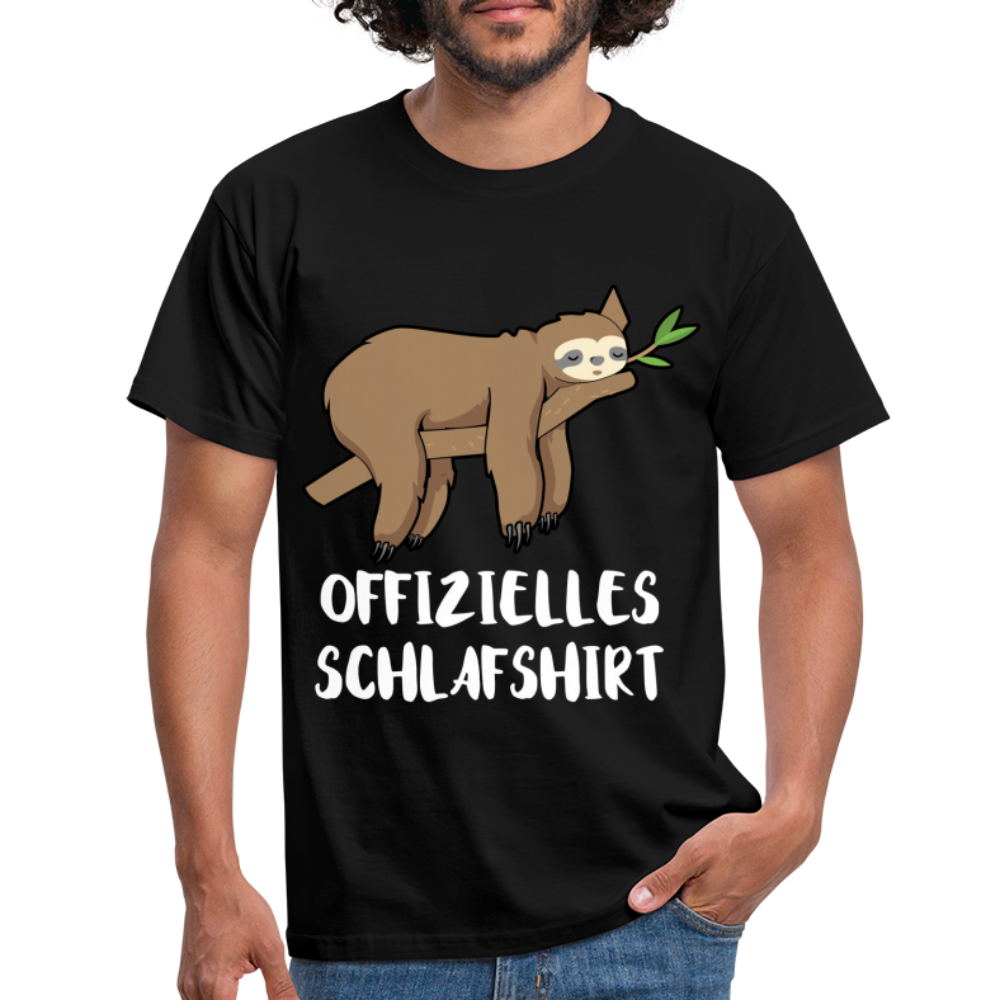 Faultier Müde Offizielles Schlafshirt Lustiges T-Shirt - Schwarz