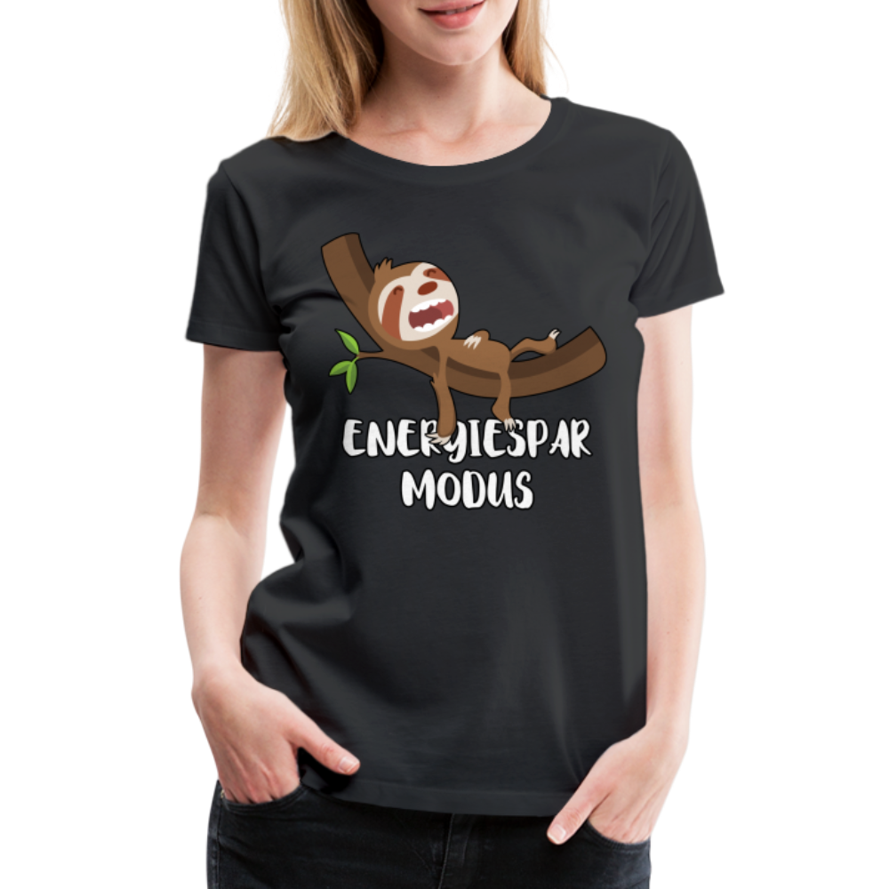 Faultier Müde Energiesparmodus Lustiges Premium T-Shirt - Schwarz