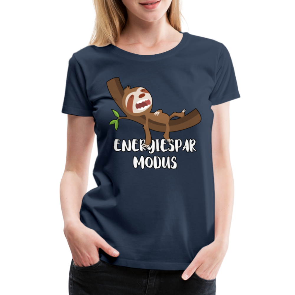 Faultier Müde Energiesparmodus Lustiges Premium T-Shirt - Navy