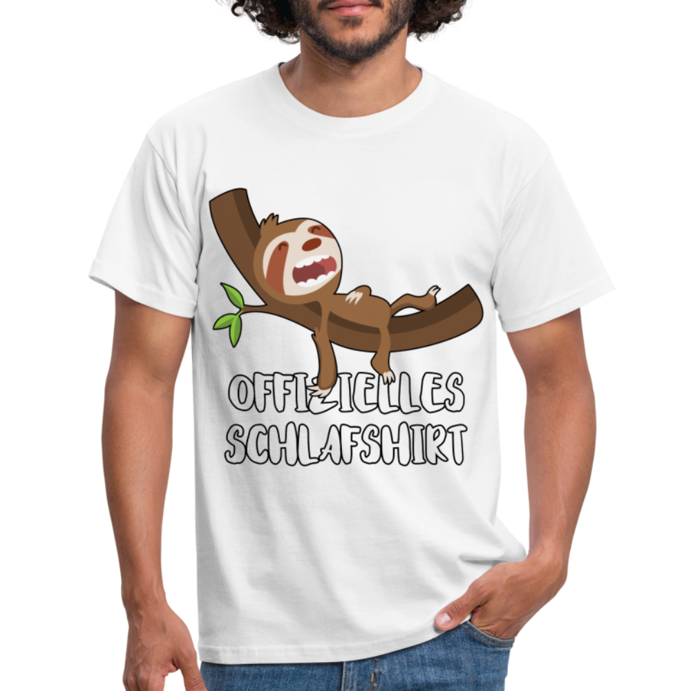 Faultier Müde Offizielles Schlafshirt Lustiges T-Shirt - weiß