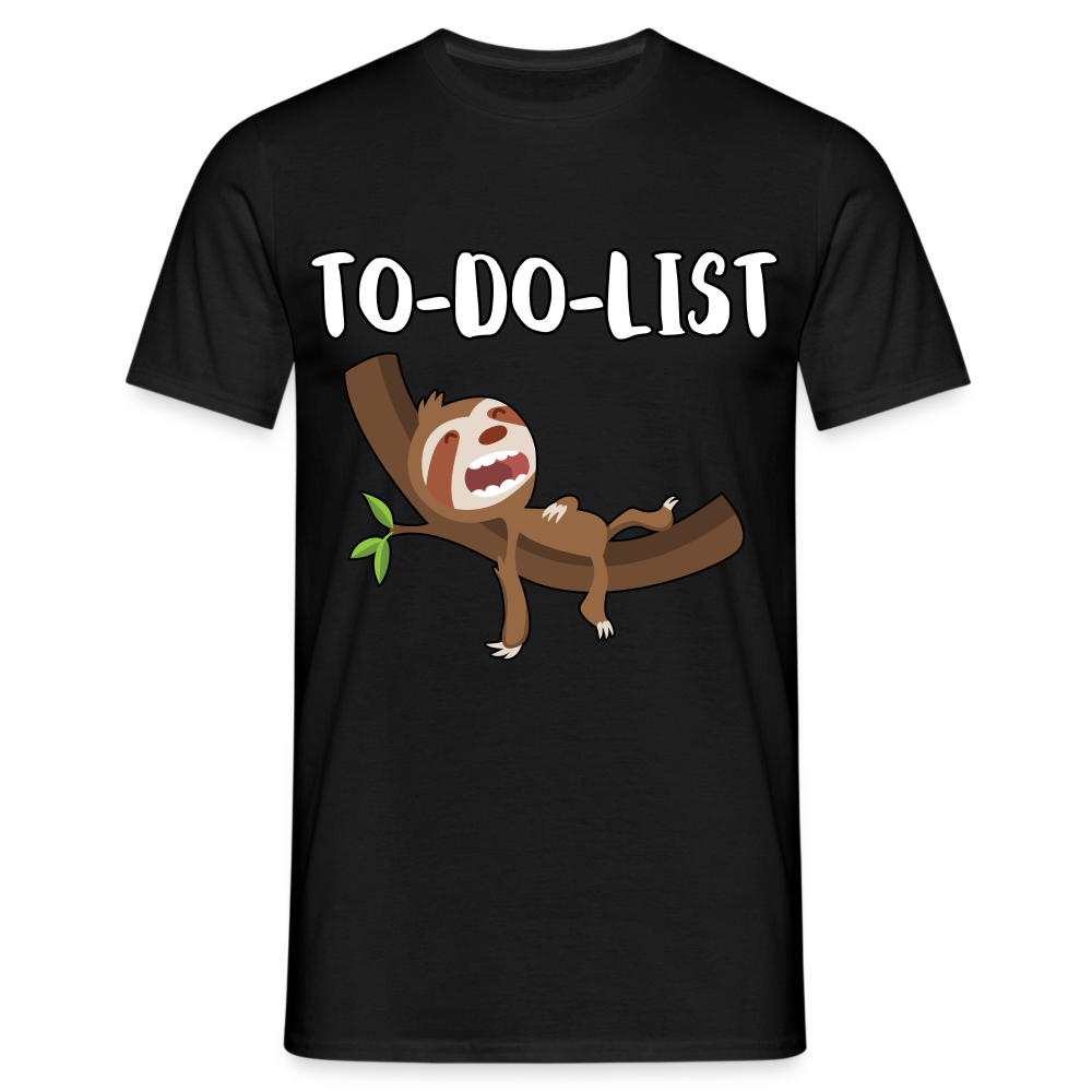 Faultier Müde Do Do List Schlafen Lustiges T-Shirt - Schwarz