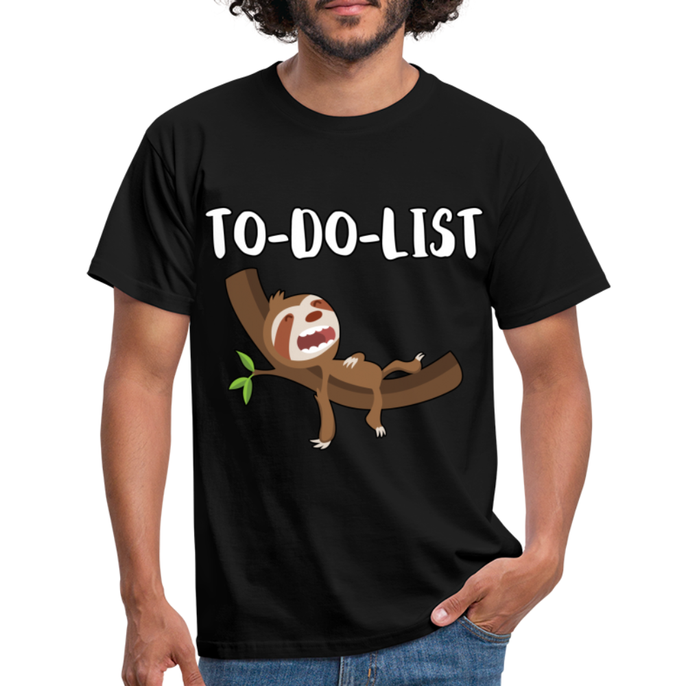 Faultier Müde Do Do List Schlafen Lustiges T-Shirt - Schwarz