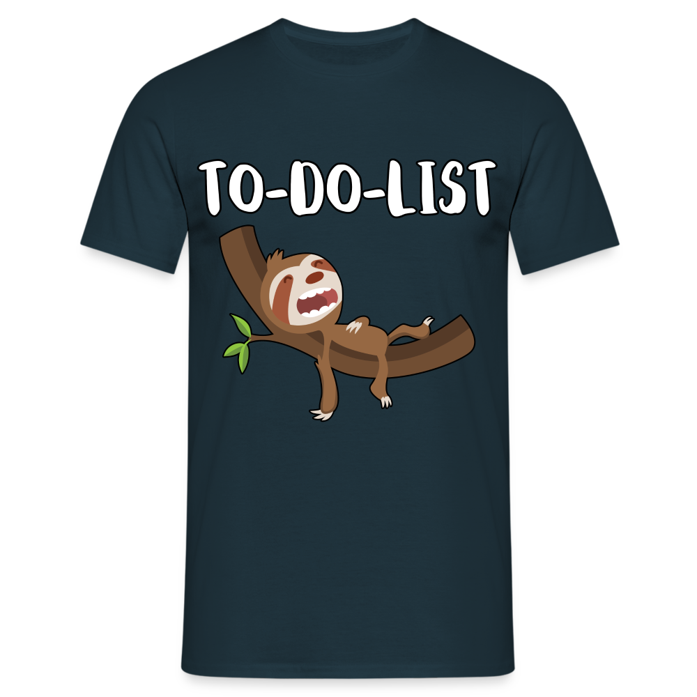 Faultier Müde Do Do List Schlafen Lustiges T-Shirt - Navy