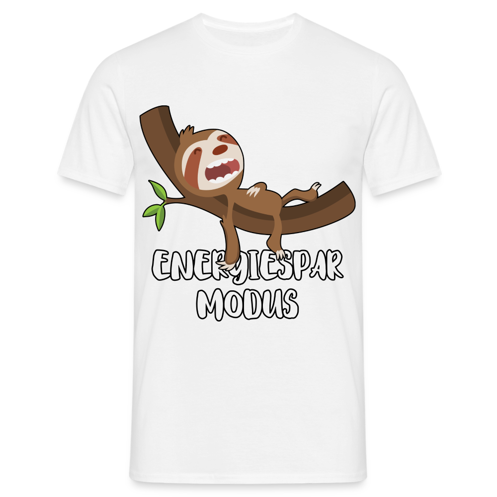 Faultier Müde Energiesparmodus Lustiges T-Shirt - weiß