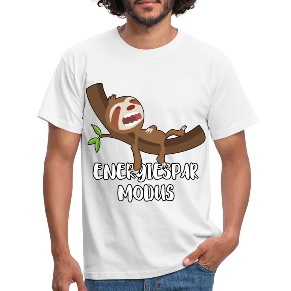Faultier Müde Energiesparmodus Lustiges T-Shirt - weiß