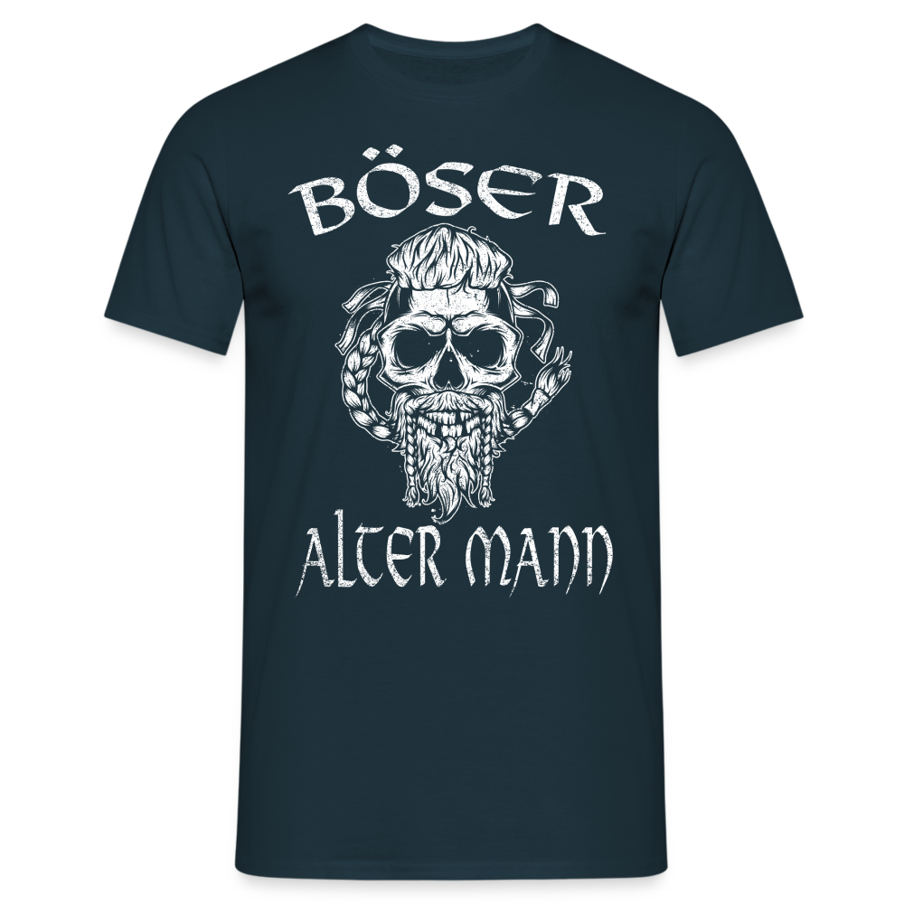 Wikinger Totenkopf Böser Alter Mann T-Shirt - Navy