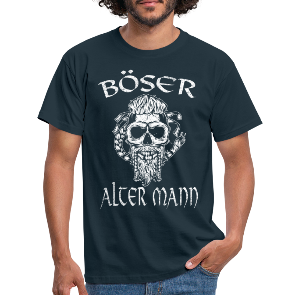 Wikinger Totenkopf Böser Alter Mann T-Shirt - Navy