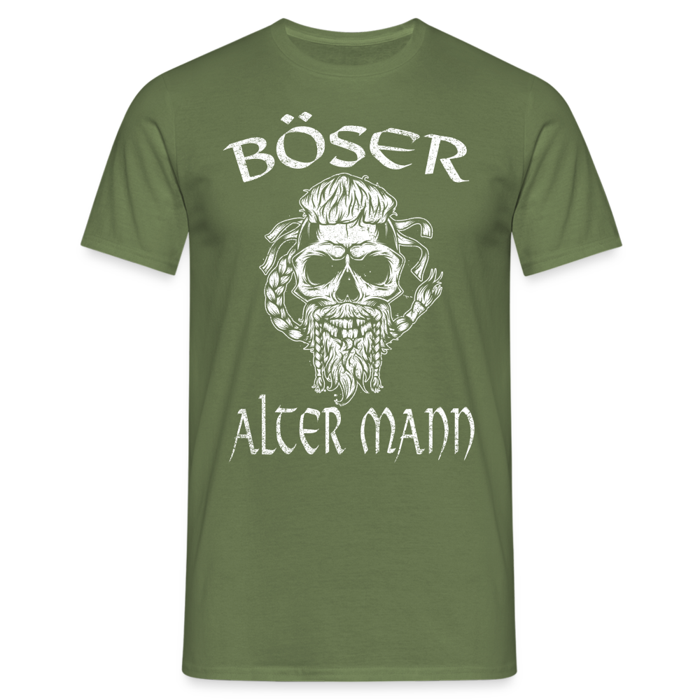 Wikinger Totenkopf Böser Alter Mann T-Shirt - Militärgrün