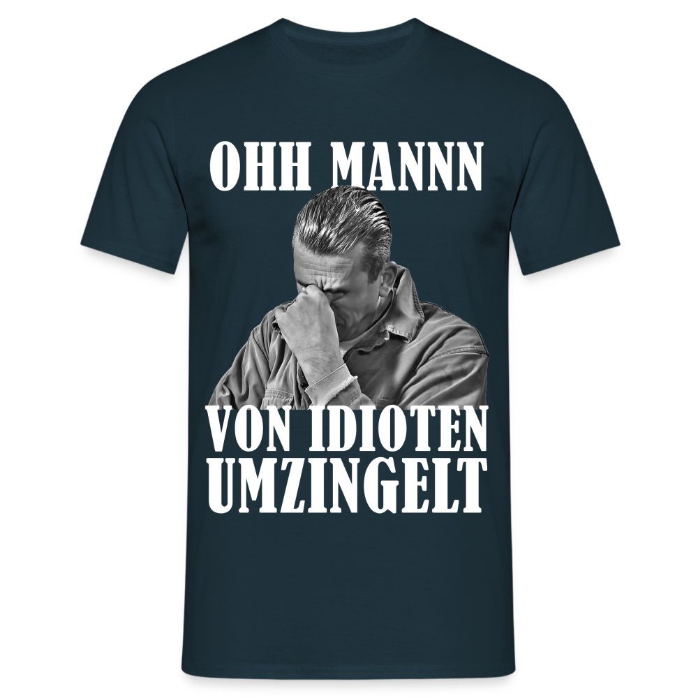 Werkstatt Mechaniker Shirt - Von Idioten umzingelt Lustiges T-Shirt - Navy