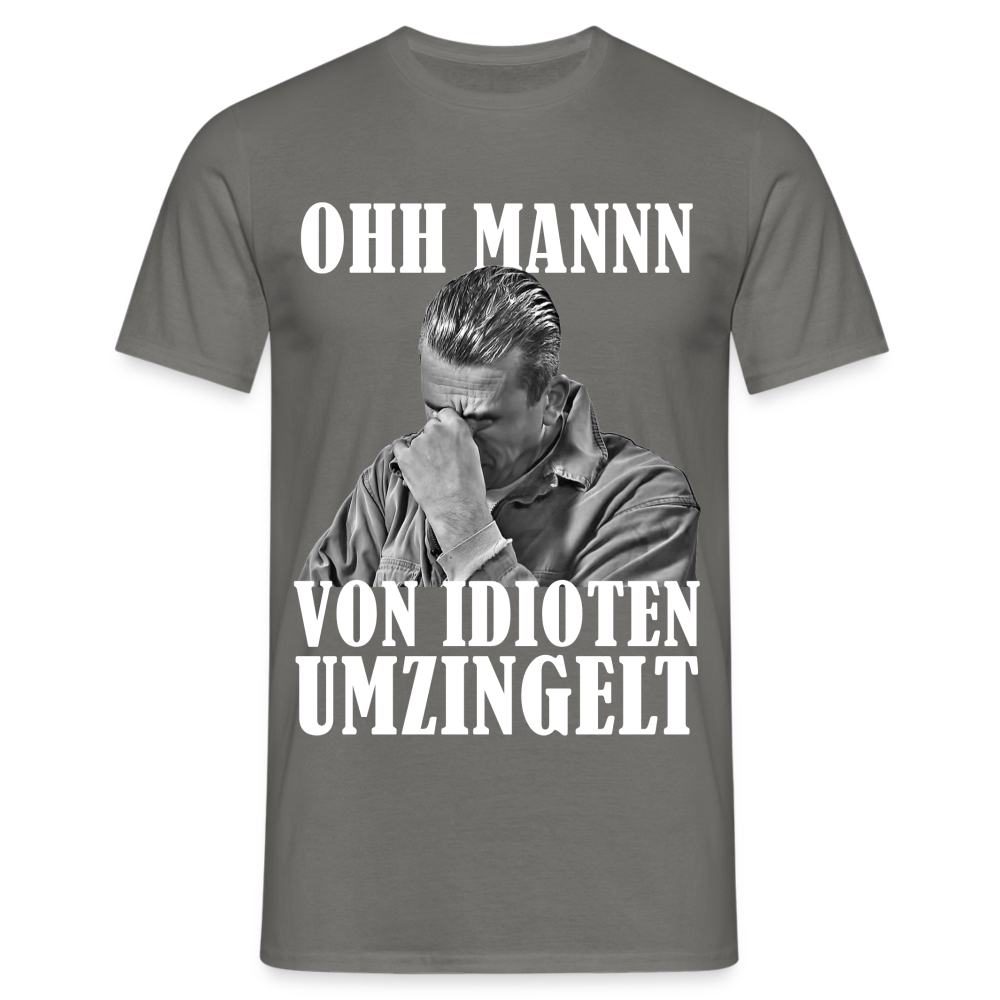 Werkstatt Mechaniker Shirt - Von Idioten umzingelt Lustiges T-Shirt - Graphit