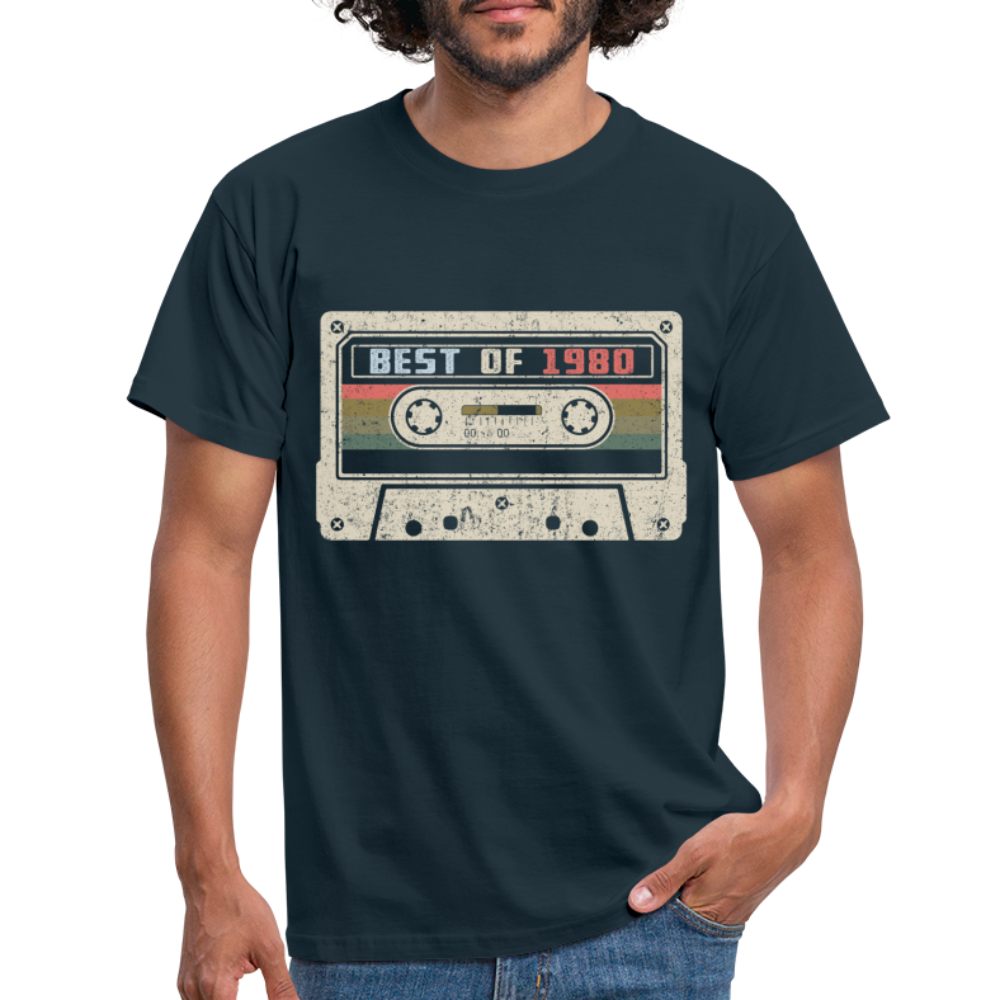 1980 Geburtstags Shirt Vintage Kassette Best of 1980 Geschenk T-Shirt - Navy