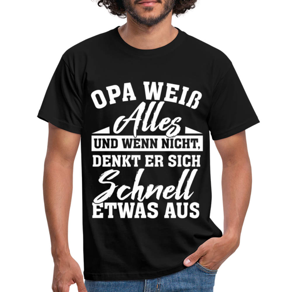 Opa weiß alles Shirt Super Opa Geschenk T-Shirt - Schwarz