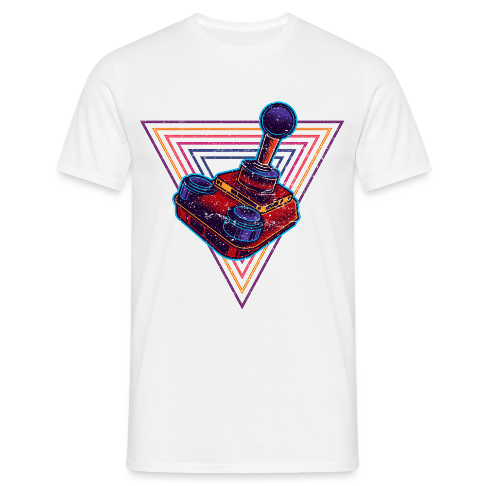 Gaming Shirt Retro Gamer Vintage Joystick Lustiges T-Shirt - weiß