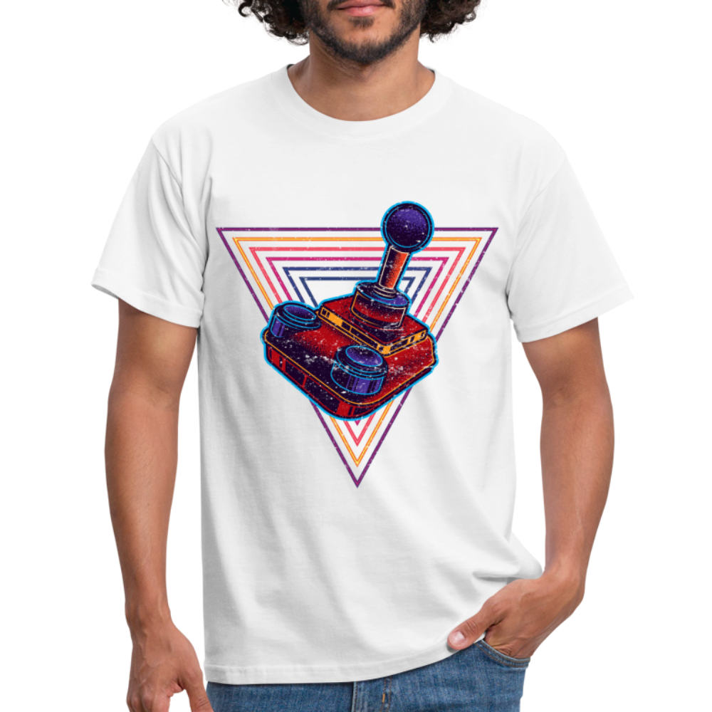 Gaming Shirt Retro Gamer Vintage Joystick Lustiges T-Shirt - weiß