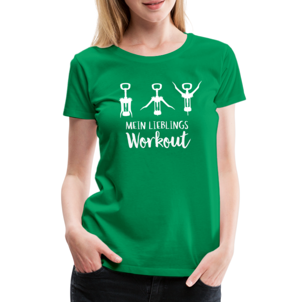 Wein Korkenzieher Mein Lieblings Workout Lustiges Frauen Premium T-Shirt - Kelly Green
