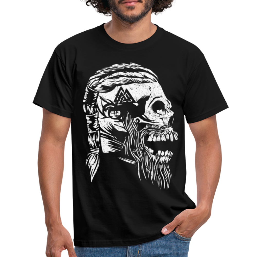 Wikinger Shirt Wikinger Totenkopf Viking Skull T-Shirt - Schwarz