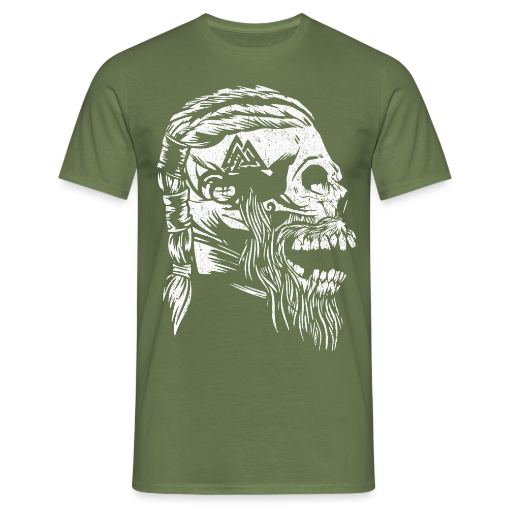 Wikinger Shirt Wikinger Totenkopf Viking Skull T-Shirt - Militärgrün