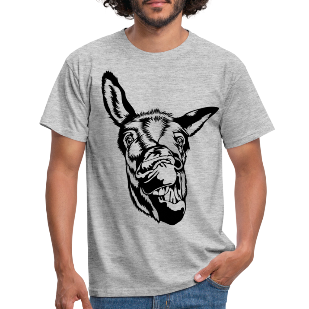 Lustiger Esel Riesen Lippe Männer T-Shirt - Grau meliert