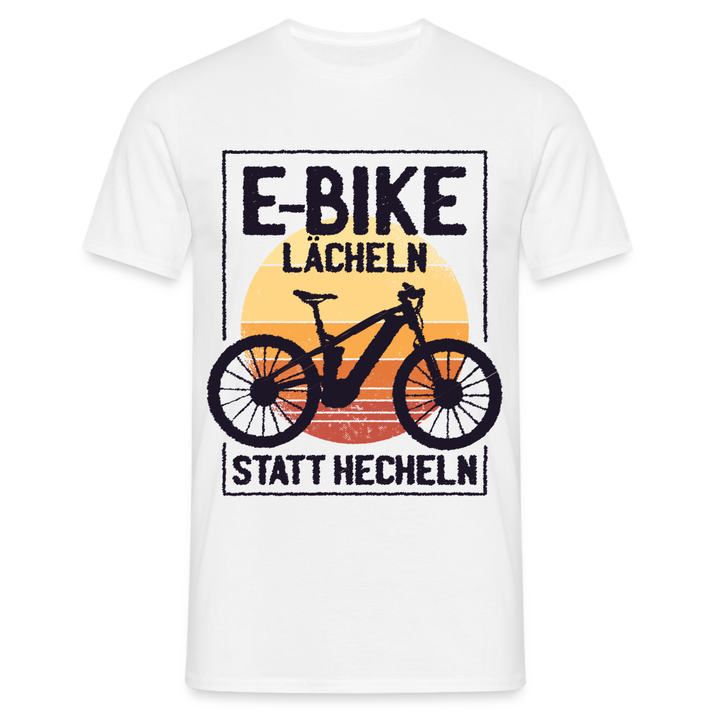E-Bike Shirt - Lächeln statt hecheln - Lustiges T-Shirt - weiß