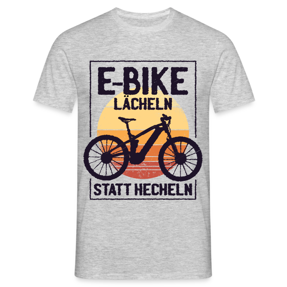 E-Bike Shirt - Lächeln statt hecheln - Lustiges T-Shirt - Grau meliert