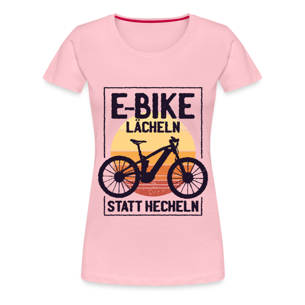 E-Bike Shirt - Lächeln statt hecheln - Lustiges Frauen Premium T-Shirt - Hellrosa