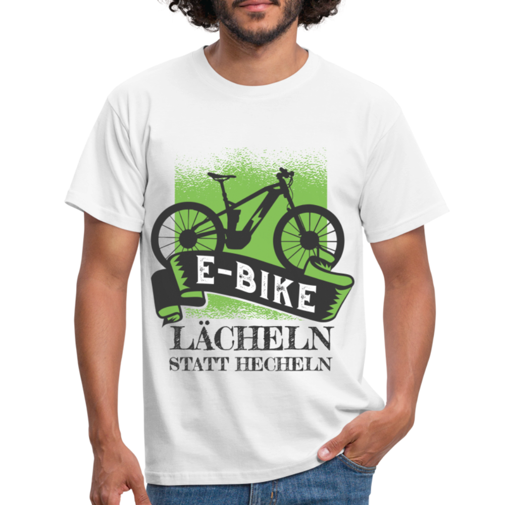 E-Bike Shirt - Lächeln statt hecheln - Lustiges T-Shirt - weiß