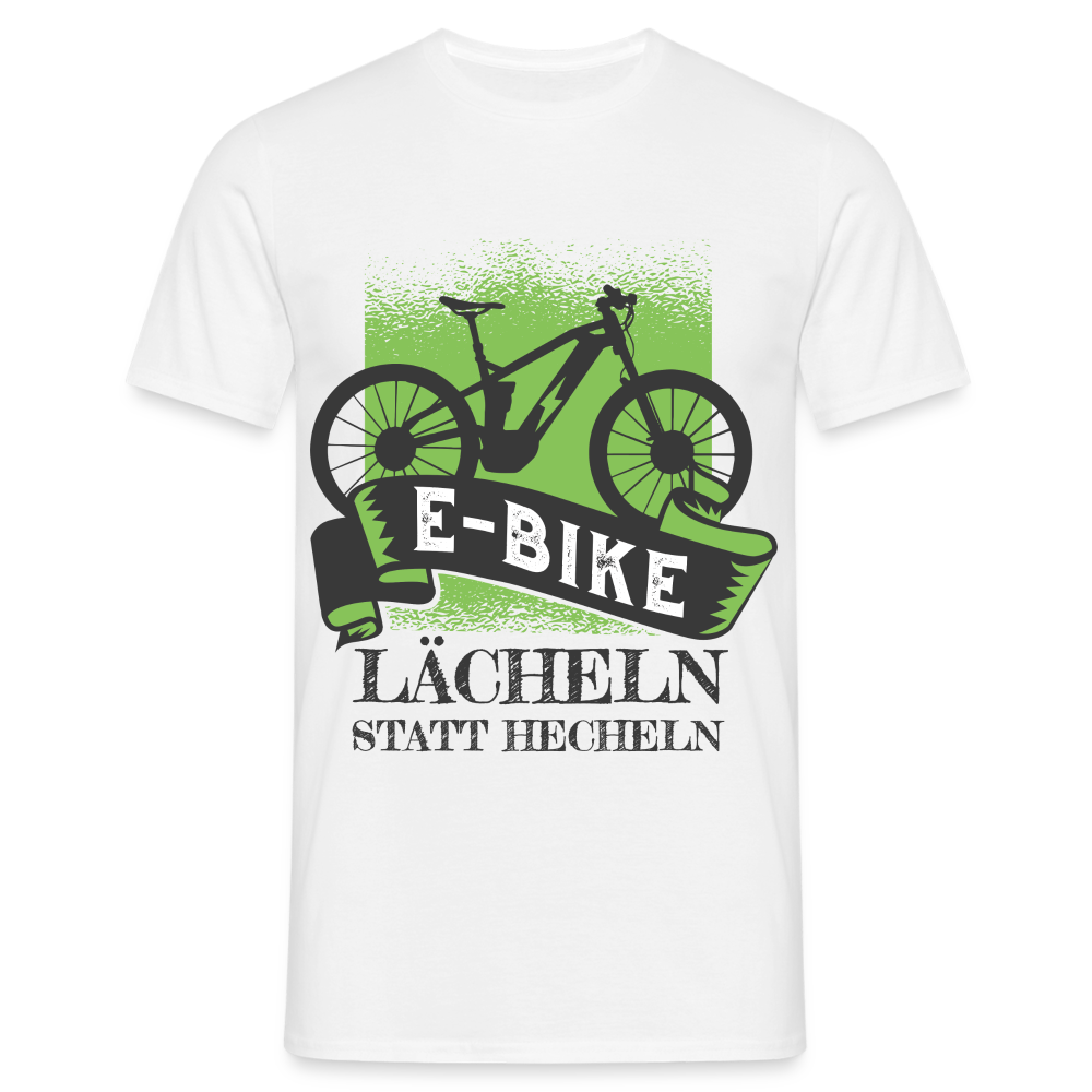 E-Bike Shirt - Lächeln statt hecheln - Lustiges T-Shirt - weiß