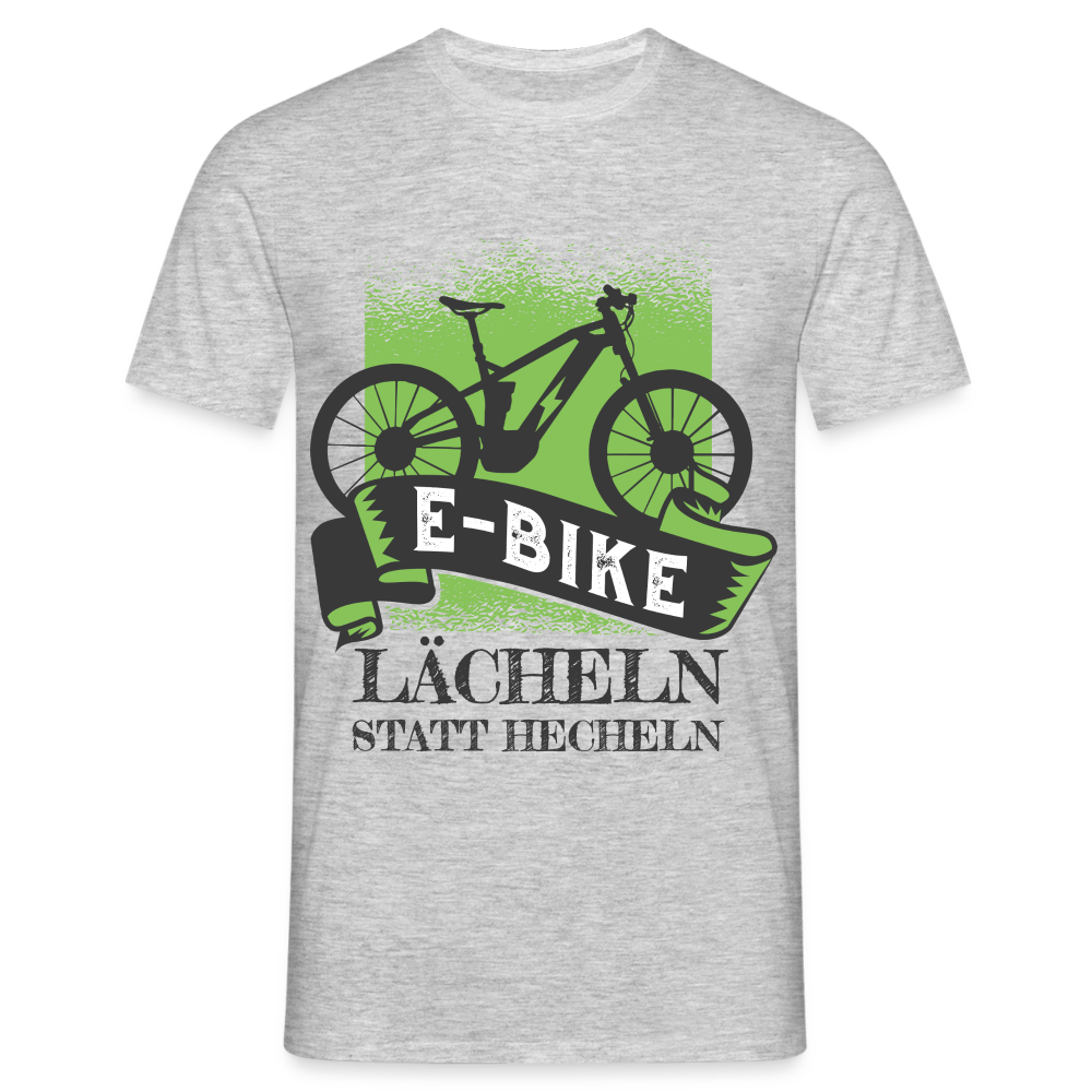 E-Bike Shirt - Lächeln statt hecheln - Lustiges T-Shirt - Grau meliert