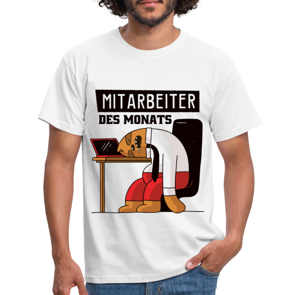 Faultier Büro Schreibtisch Mitarbeiter des Monats Lustiges T-Shirt - weiß