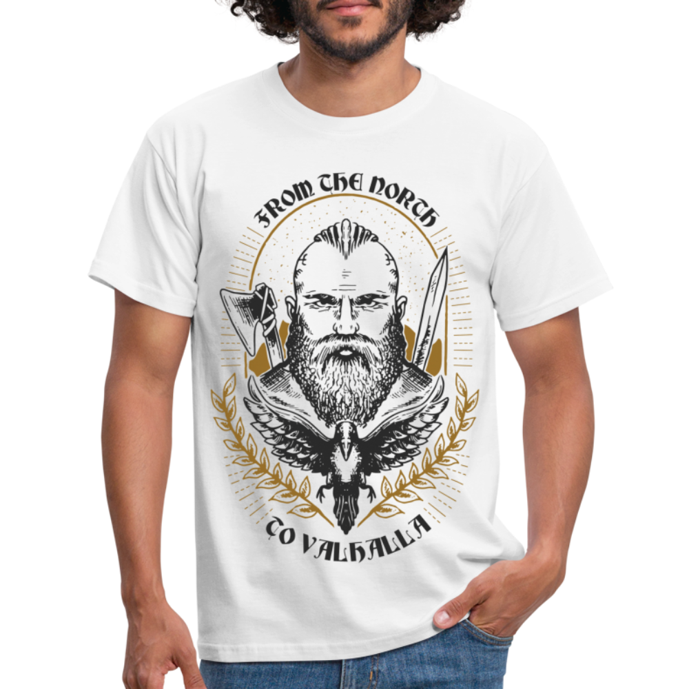Wikinger Shirt Viking from north to Valhalla T-Shirt - weiß