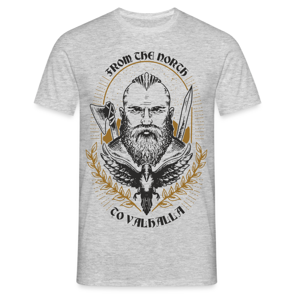 Wikinger Shirt Viking from north to Valhalla T-Shirt - Grau meliert