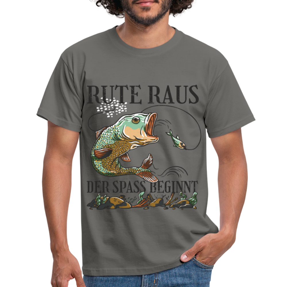 Angler Shirt Rute raus der Spaß beginnt Lustiges Angler T-Shirt - Graphit